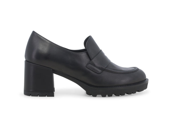 Melluso Donna Mocassino Invernale Tacco Largo Tomaia Pelle Nera L5251W-240354